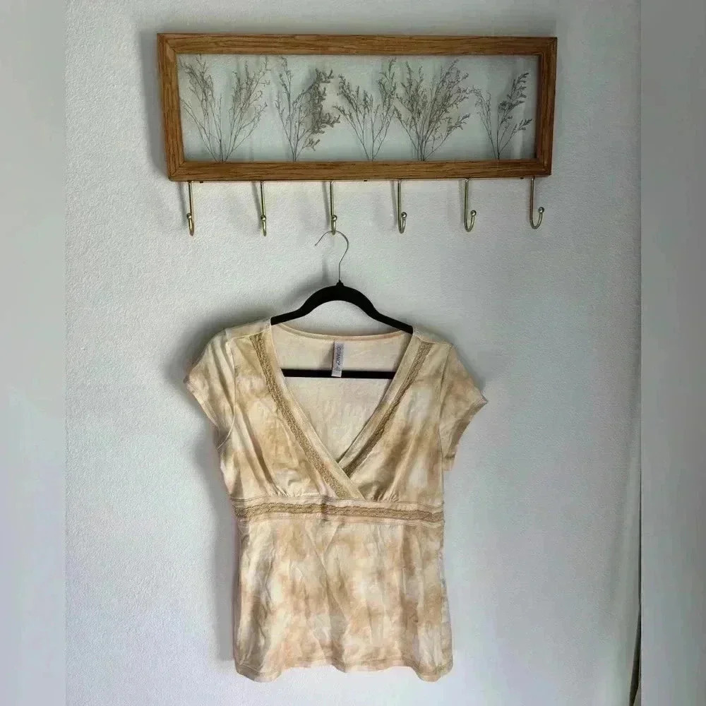 Bohemian wrap top with crochet detail in cream size medium!